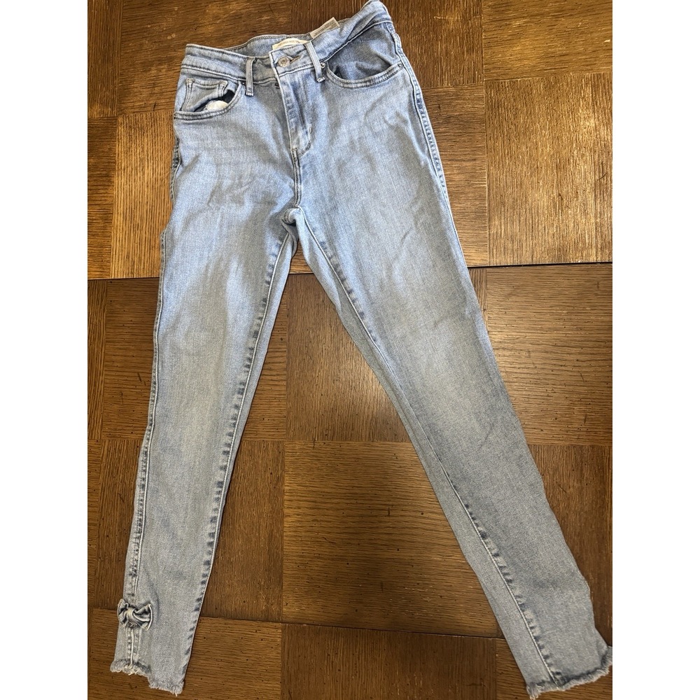 Levi's 721 High Rise Skinny Women's Size 25 Jeans with Bow Detail Ankle Raw Hem